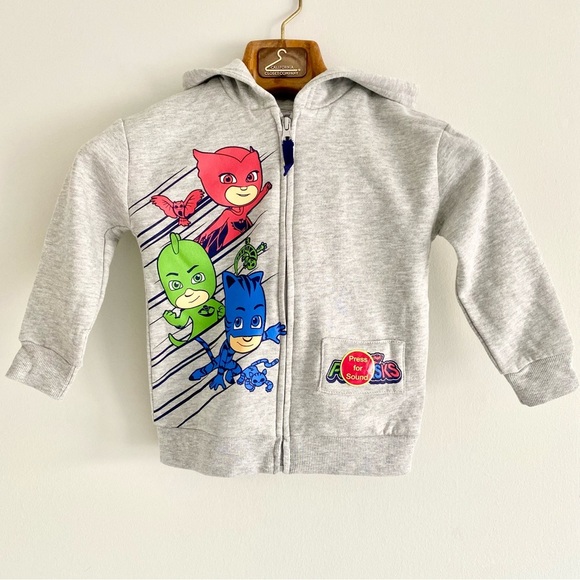 PJMasks Grey Character Zipper Hoodie Size 4t NWT - Picture 1 of 6